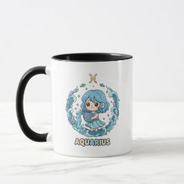 Taza Cute Kawaii Aquarius Zodiac Sign