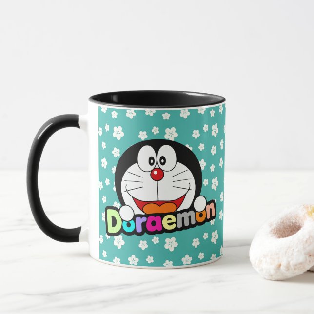 Taza Cute Kawaii Black Doraemon Anime (Con donut)