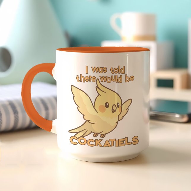 Taza Cute Kawaii Cockatiel Adorable Ave Mascota Amarill (Personalized kawaii cockatiel mug with soft pastel colors, cute art, and custom name!)