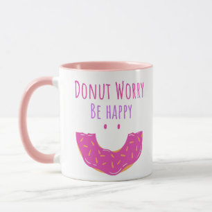 Taza Cute Kawaii Donut Se Preocupa Por Feliz Donut