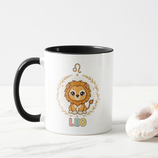 Taza Cute Kawaii Leo Zodiac Sign (Con donut)