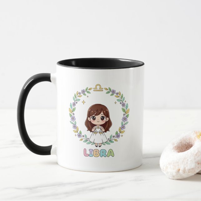 Taza Cute Kawaii Libra Zodiac Sign (Con donut)