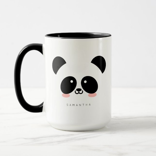 Taza Cute Kawaii Panda | Añadir su nombre (Izquierda)