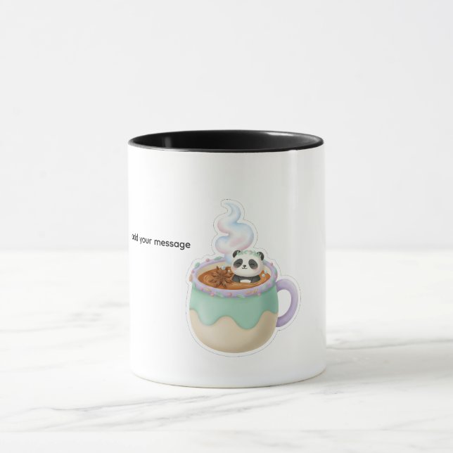 Taza Cute Kawaii Panda in Tea Mug Illustration (Centro)