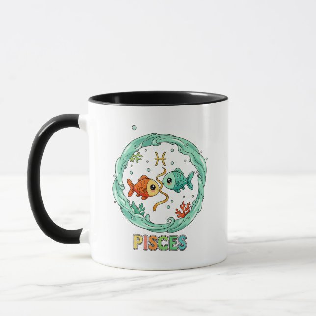 Taza Cute Kawaii Pisces Zodiac Sign (Izquierda)