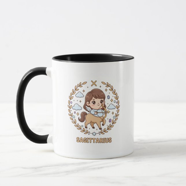Taza Cute Kawaii Sagittarius Zodiac Sign (Izquierda)