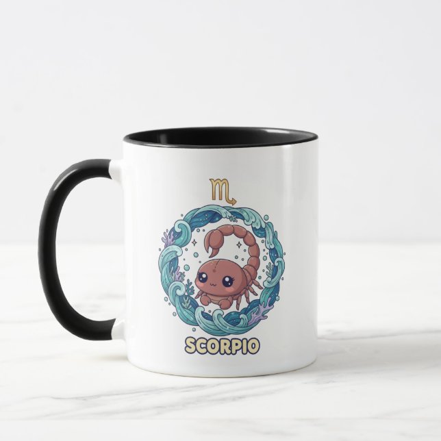Taza Cute Kawaii Scorpio Zodiac Sign (Izquierda)