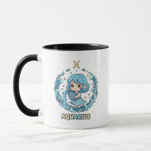 Taza Cute Kawaii Signo del Zodiaco Acuario