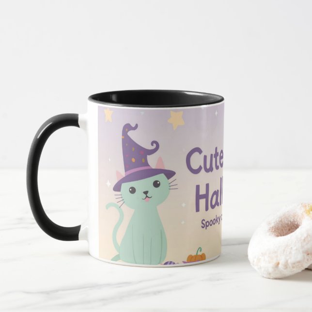 Taza 🧡 ✨ “Cute & Kind Halloween” Collection 🎃🌿 (Con donut)