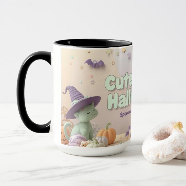 Taza 🧡 ✨ “Cute & Kind Halloween” Collection 🎃🌿 (Con donut)