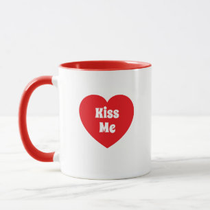 Taza Cute Kiss Me Red Heart St. Día de San Valentín Lov