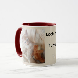 Taza Cute Kitten Foto Personalizada Aniversario