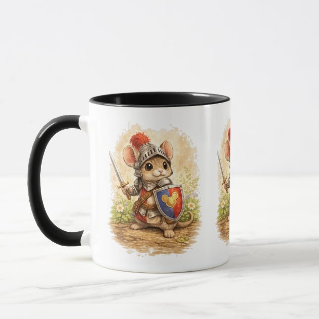Taza Cute Knight Mouse Coffee Mug – Brave Mouse (Izquierda)