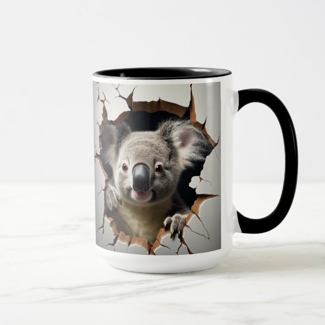 Taza Cute koala Bear en una pared rota (Derecha)
