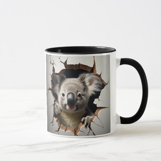 Taza Cute koala Bear en una pared rota (Derecha)