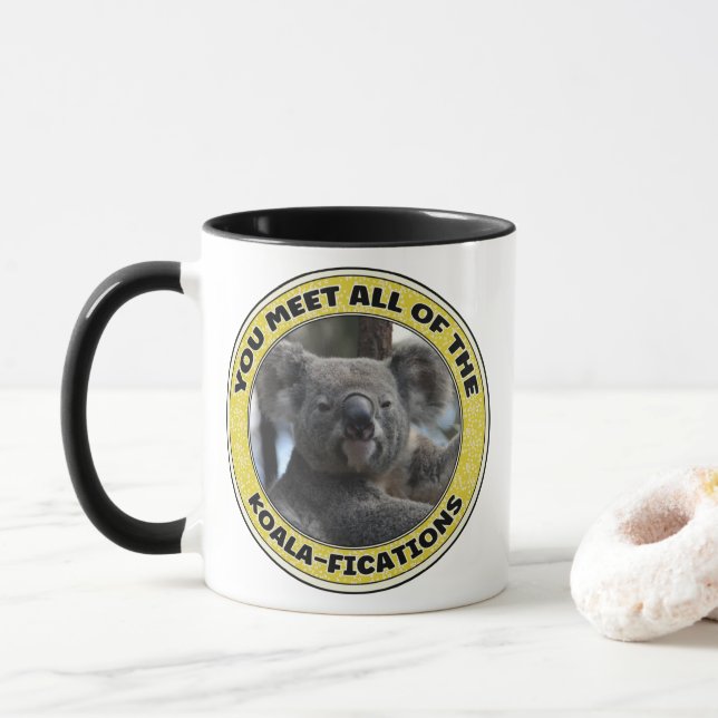 Taza Cute koala ‘juega con las palabras’ (Con donut)