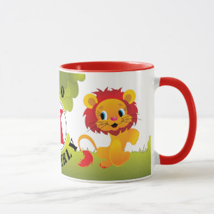 Taza Cute LEO León Monograma Personalizado y Nombre