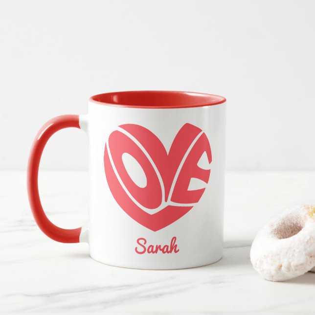 Taza Cute Love Heart Coffee Mug (Con donut)