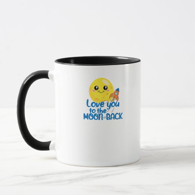 Taza Cute Love You To The Moon And Back Rocket Space Wh (Izquierda)