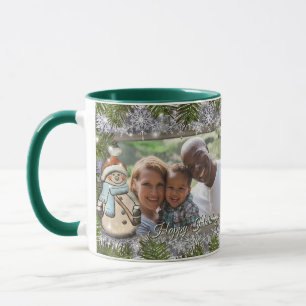 Taza Cute marco de hombre de nieve foto vacaciones 