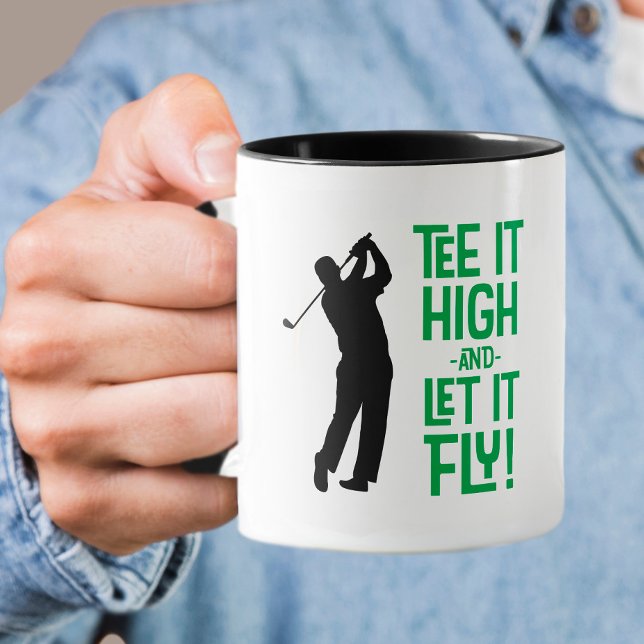 Taza Cute masculino de golf Tee divertido Humor Deporte (Cute Men's Golf Tee Funny Humor Sports Black Green Mug)