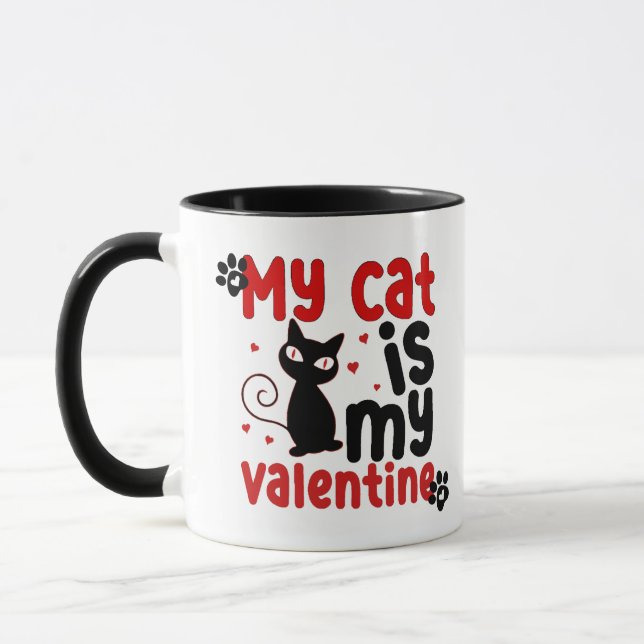 Taza Cute "Mi gato es mi San Valentín" (Izquierda)