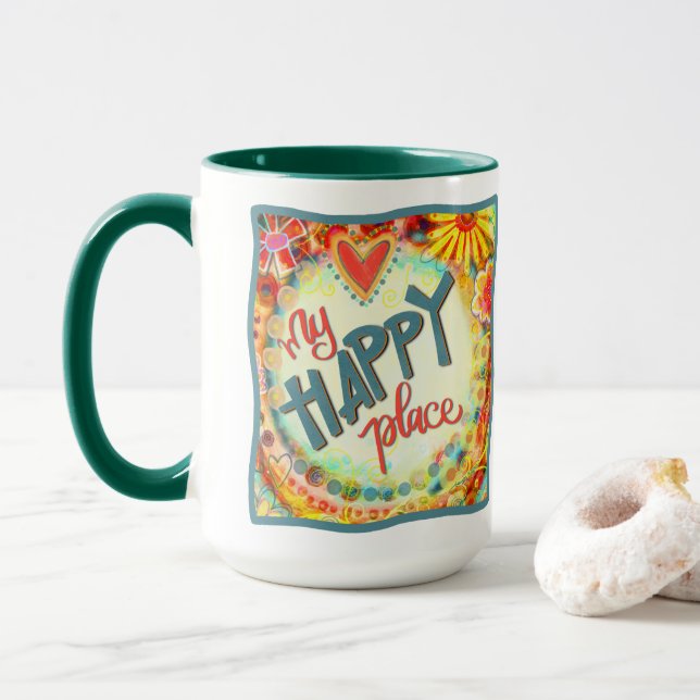 Taza Cute mi Happy Place Cita Diversión Inespiritualida (Con donut)
