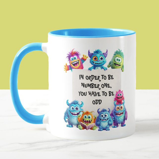 Taza Cute Monsters Colorous Funny Text (Cute Funny Monsters With Your Own Text Mug)