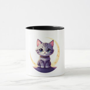 Taza Cute Moon Cat Mug – Magical Kitten on CrescentMoon