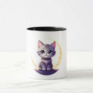 Taza Cute Moon Cat Mug – Magical Kitten on CrescentMoon