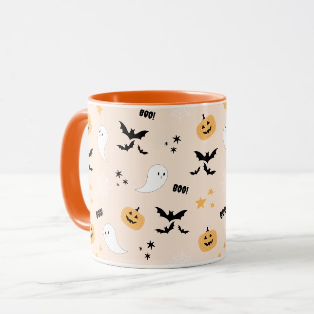 Taza Cute Naranja Halloween Boo (Anverso izquierdo)