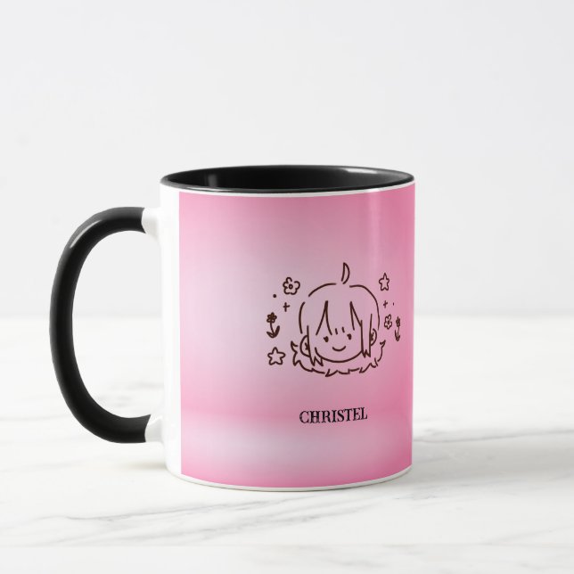 Taza Cute Niña Mug Rosa Personalizada (Izquierda)