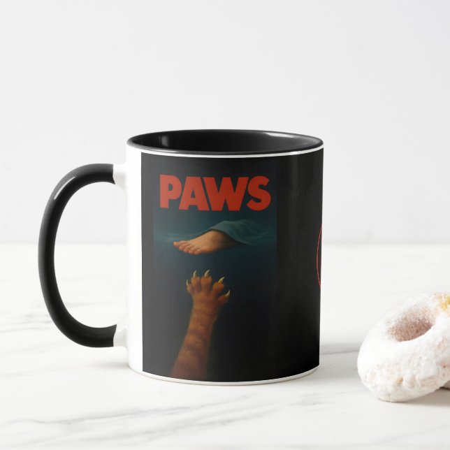 Taza Cute Orange Tabby vs Human Foot Monogram (Con donut)
