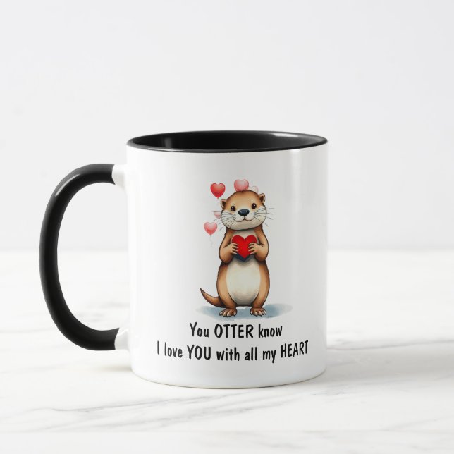 Taza Cute Otter I love YOU with all my Heart  (Izquierda)
