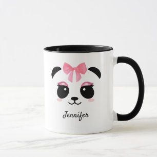 Taza Cute panda cara pestañas rosas personalizadas