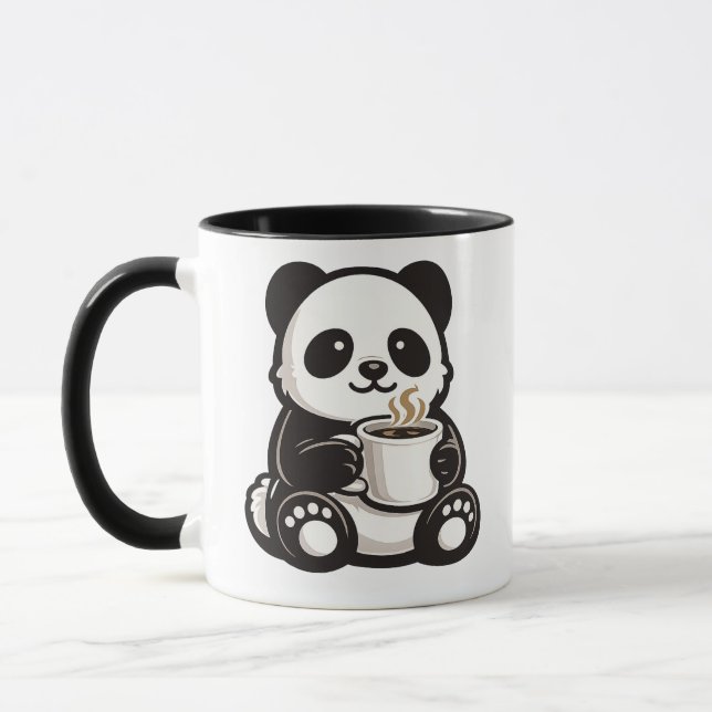 Taza Cute Panda Coffee – Kawaii Panda Holding Coffee  (Izquierda)
