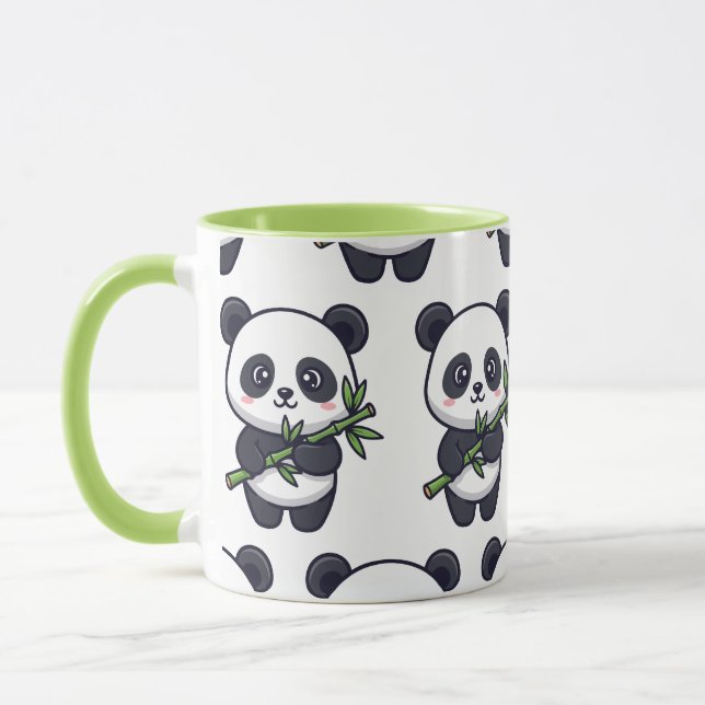 Taza Cute Panda Pattern Mug – Black & White Design (Izquierda)