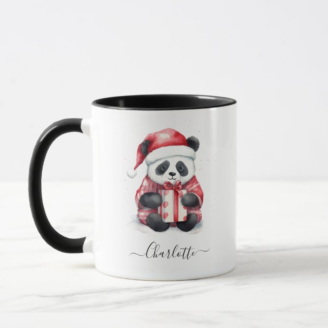 Taza Cute Panda Santa Merry Navidad (Izquierda)