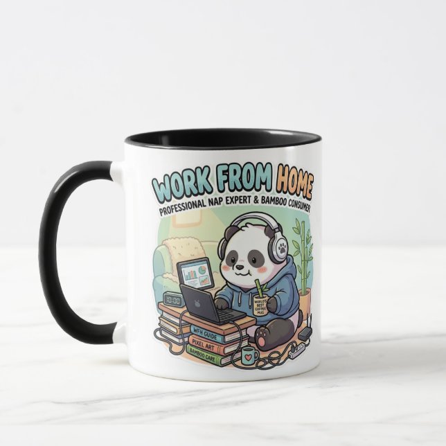 Taza Cute Panda Trabaja Desde Casa   (Izquierda)