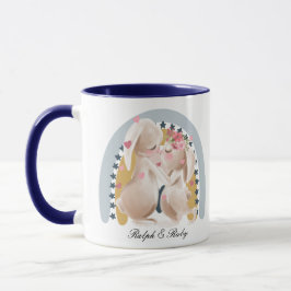 Taza Cute Pareja Conejito Arcoiris Personalizado Regalo