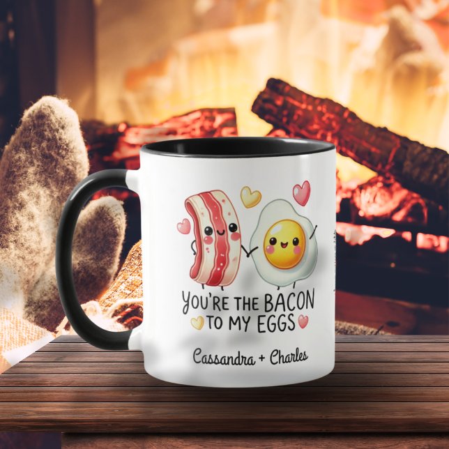 Taza Cute Parejas personalizadas "Bacon to My Eggs" (Cute Customized Couples "Bacon to My Eggs" Mug)