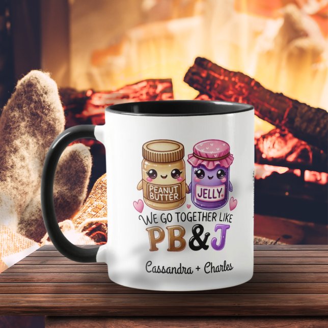 Taza Cute Parejas Regalo "Juntos Como PB & J" Personali (Cute Couples Gift "Together Like PB & J" Custom Mug)