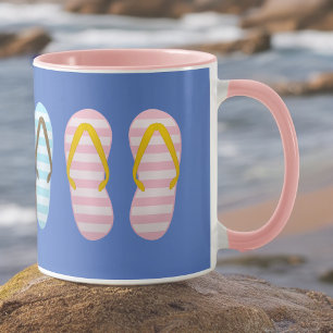 Taza Cute Pastel Flops de giro a rayas en azul