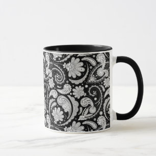 Taza Cute patrones de cachemira vintage en blanco y neg