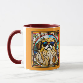 Taza Cute Pekingese Stained Glass Coffee Mug