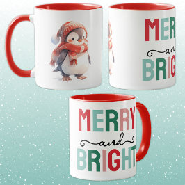 Taza Cute penguin christmas merry and bright