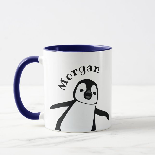 Taza Cute Penguin Fun Name Personalized (Izquierda)