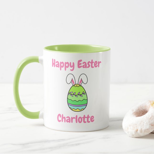 Taza Cute Personalizado Feliz Pascua (Con donut)