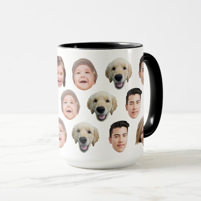 Taza Cute Personalized Family Face 5 Photos (Anverso derecho)