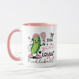 Taza Cute Personalized Pickleball Girl Ribbon & Hearts